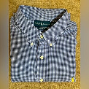 Ralph Lauren Navy and White Gingham Men's Shirt